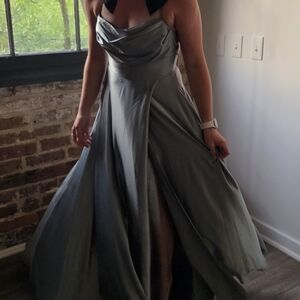 Windsor Gray Halter Evening Gown